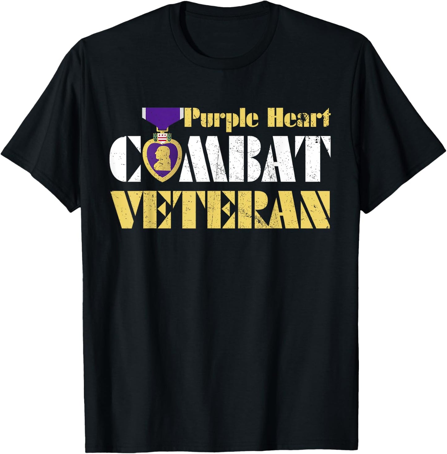 Purple Heart Combat Veteran Purple Heart Day US Military T-Shirt - T-Shirt | Black
