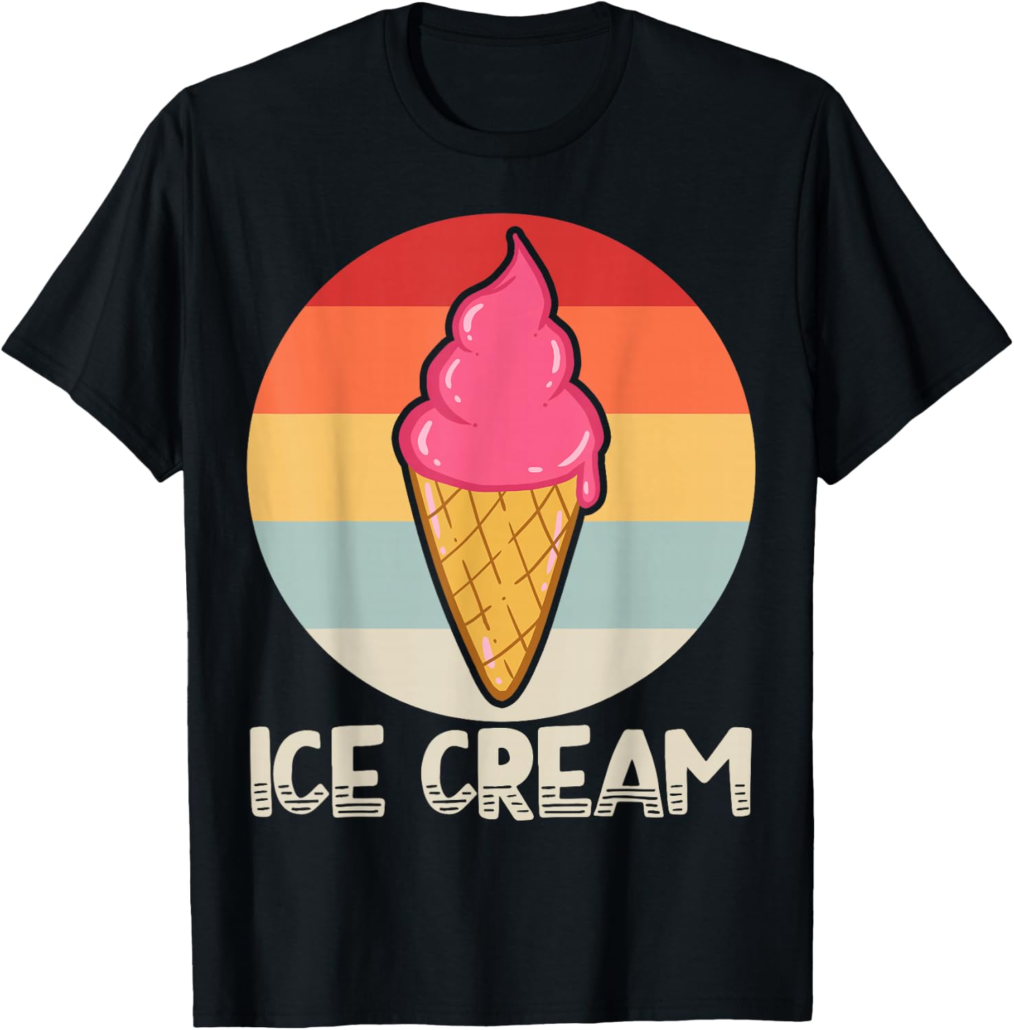 Ice Cream Retro T-Shirt - T-Shirt | Black