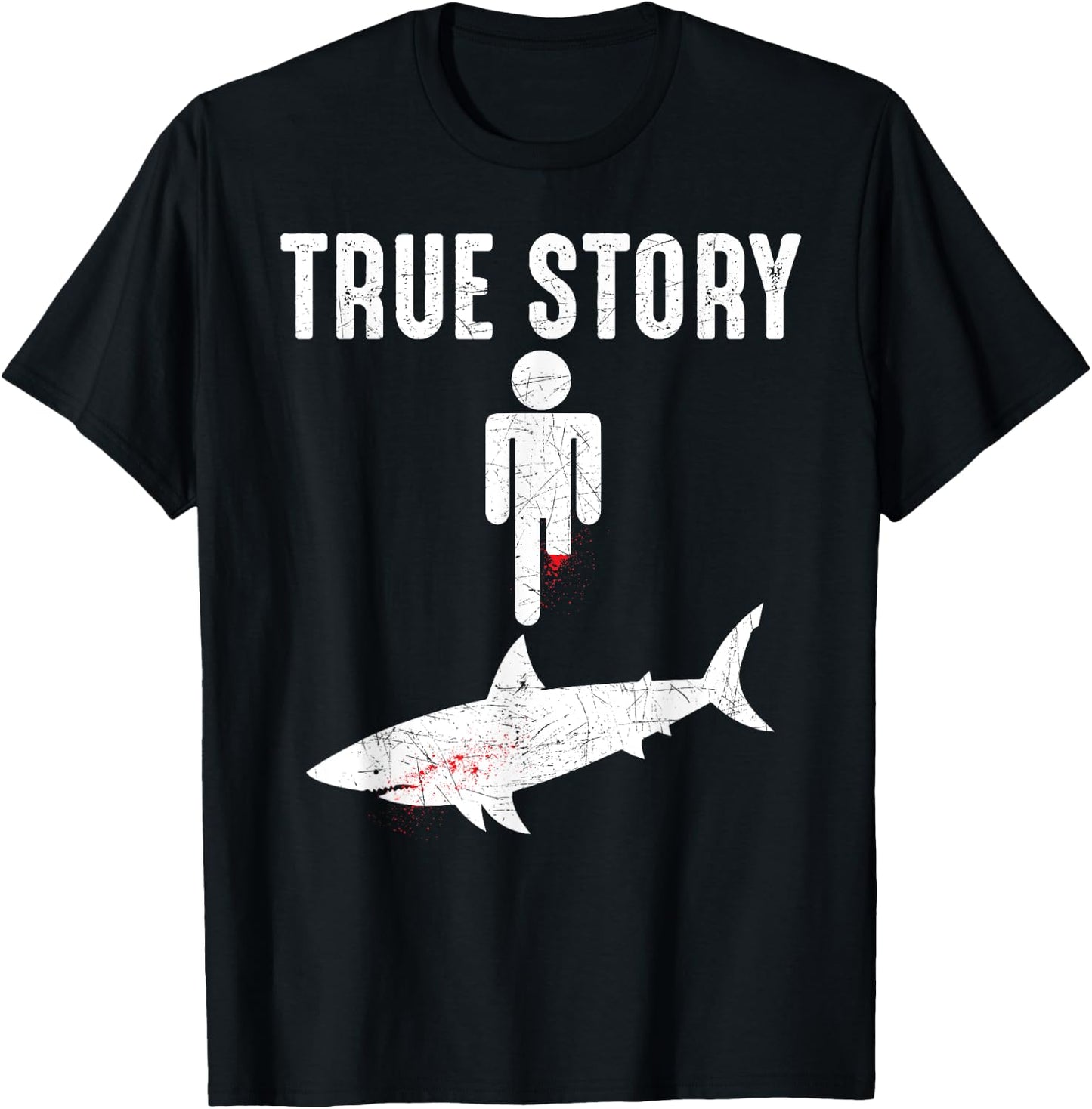 True Story: Shark Bit The Man's Leg Funny Leg Amputee T-Shirt - T-Shirt | Black