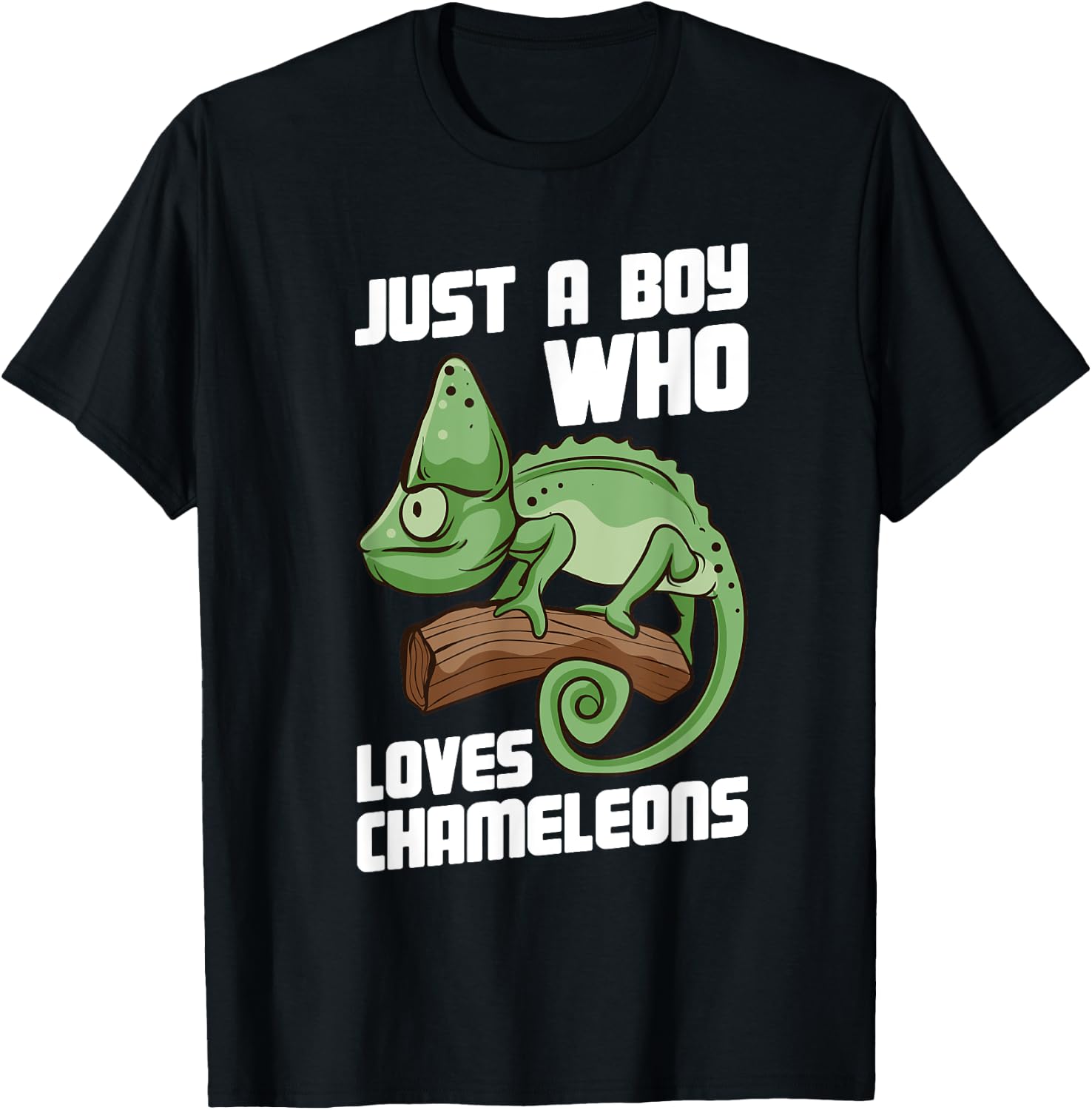 Just a Boy Who Loves Chameleons Cute Lizard Chameleon T-Shirt - T-Shirt | Black