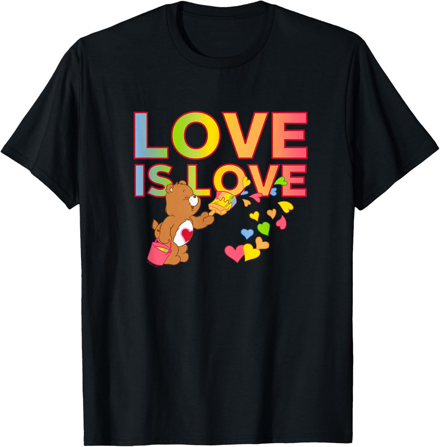 Care Bears Love is Love Hearts Cheer Bear Retro Cartoon T-Shirt - T-Shirt | Black
