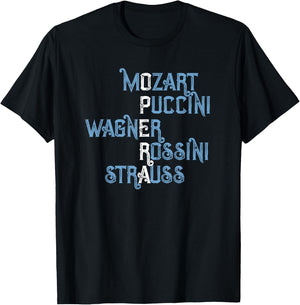 Opera Lover Gift Mozart Puccini Wagner Rossini Strauss T-Shirt - T-Shirt | Black