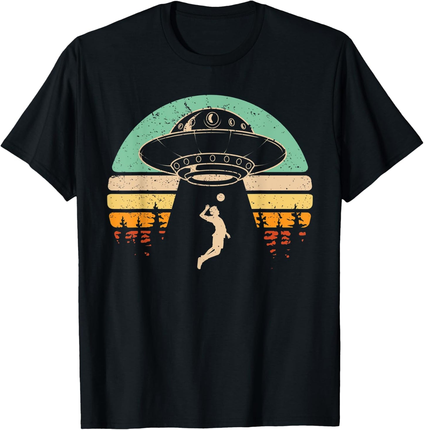 Alien Abduction Funny Volleyball Gift Alien Spaceship Sports T-Shirt - T-Shirt | Black
