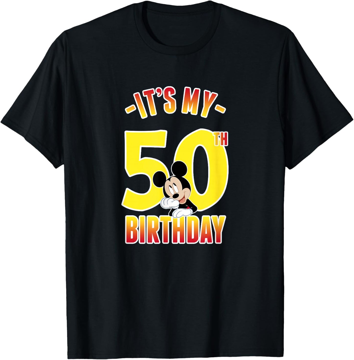 Disney Mickey Mouse It's My 50th Birthday Gradient Portrait T-Shirt - T-Shirt | Black