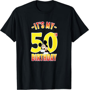 Disney Mickey Mouse It's My 50th Birthday Gradient Portrait T-Shirt - T-Shirt | Black