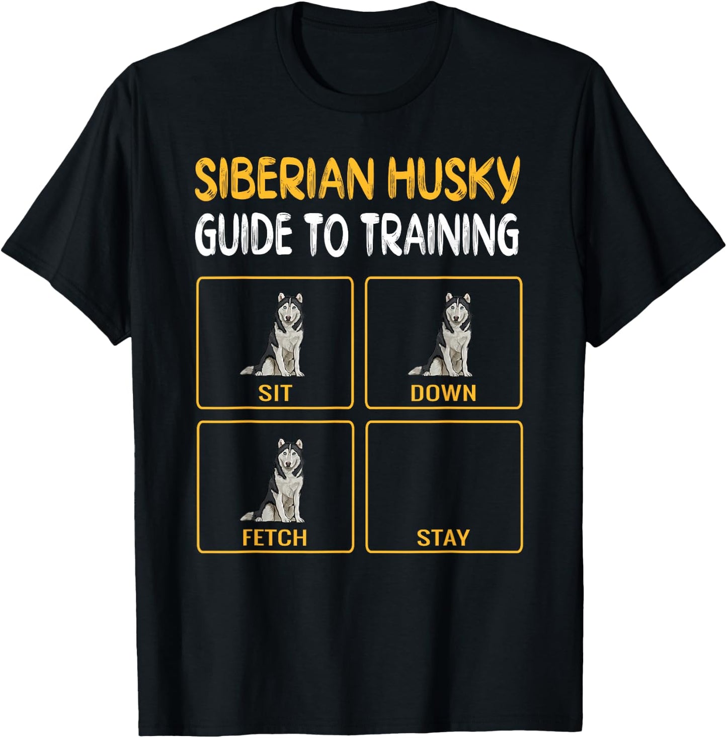 Funny Siberian Husky Guide to Training Dog Obedience T-Shirt - T-Shirt | Black