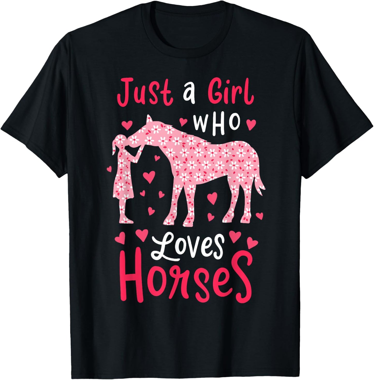 Just A Girl Who Loves Horses Cute Horse Lover Gift T-Shirt - T-Shirt | Black