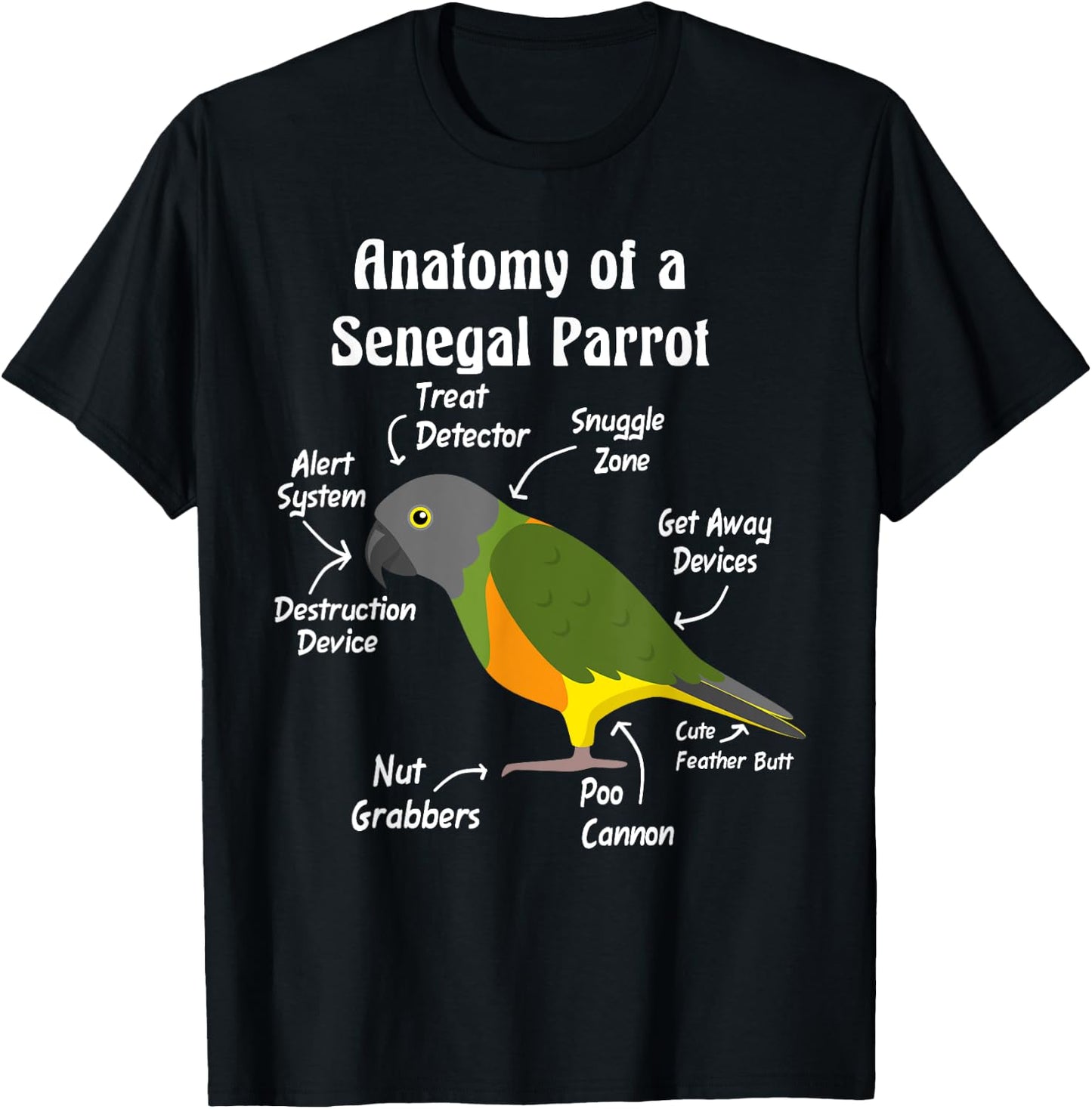 Anatomy of a Senegal Parrot T-Shirt - T-Shirt | Black