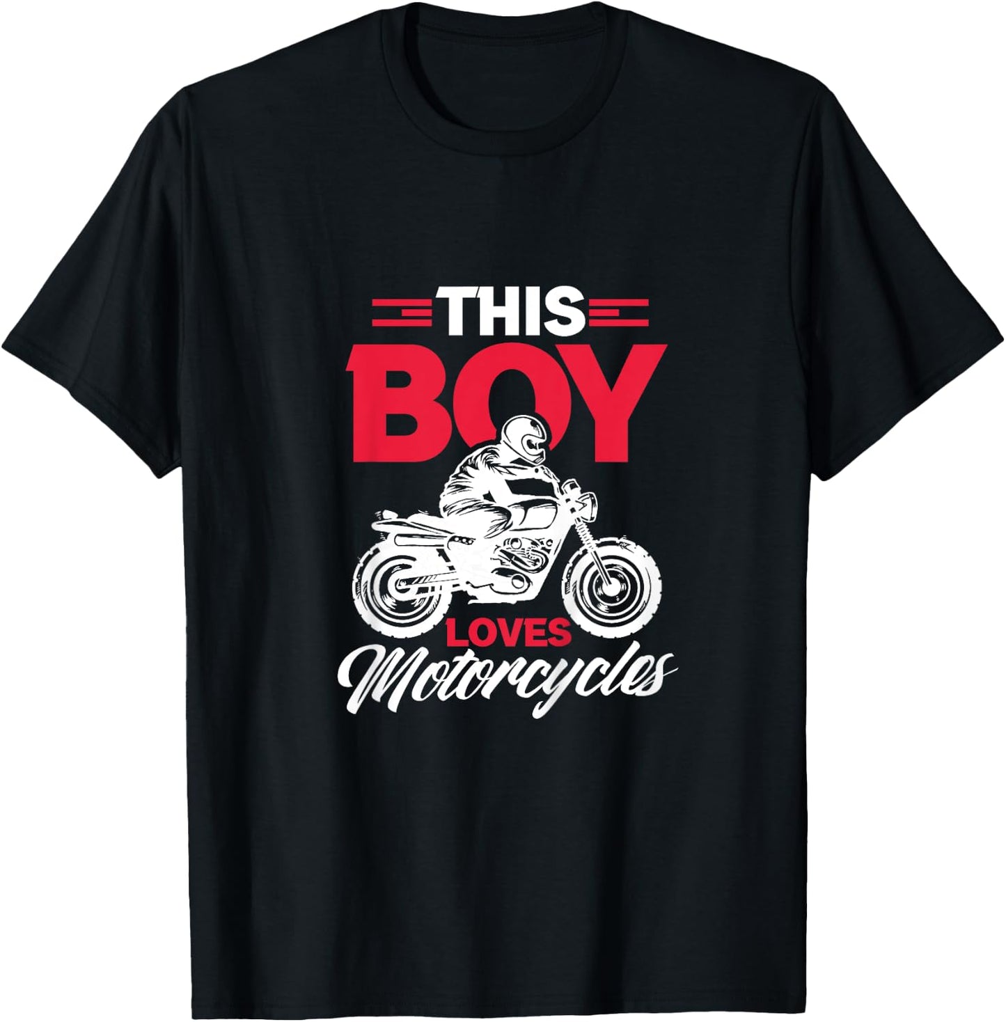 Kids Motorcycle Dirt Biker Funny This Boy Loves Motorcycles T-Shirt - T-Shirt | Black