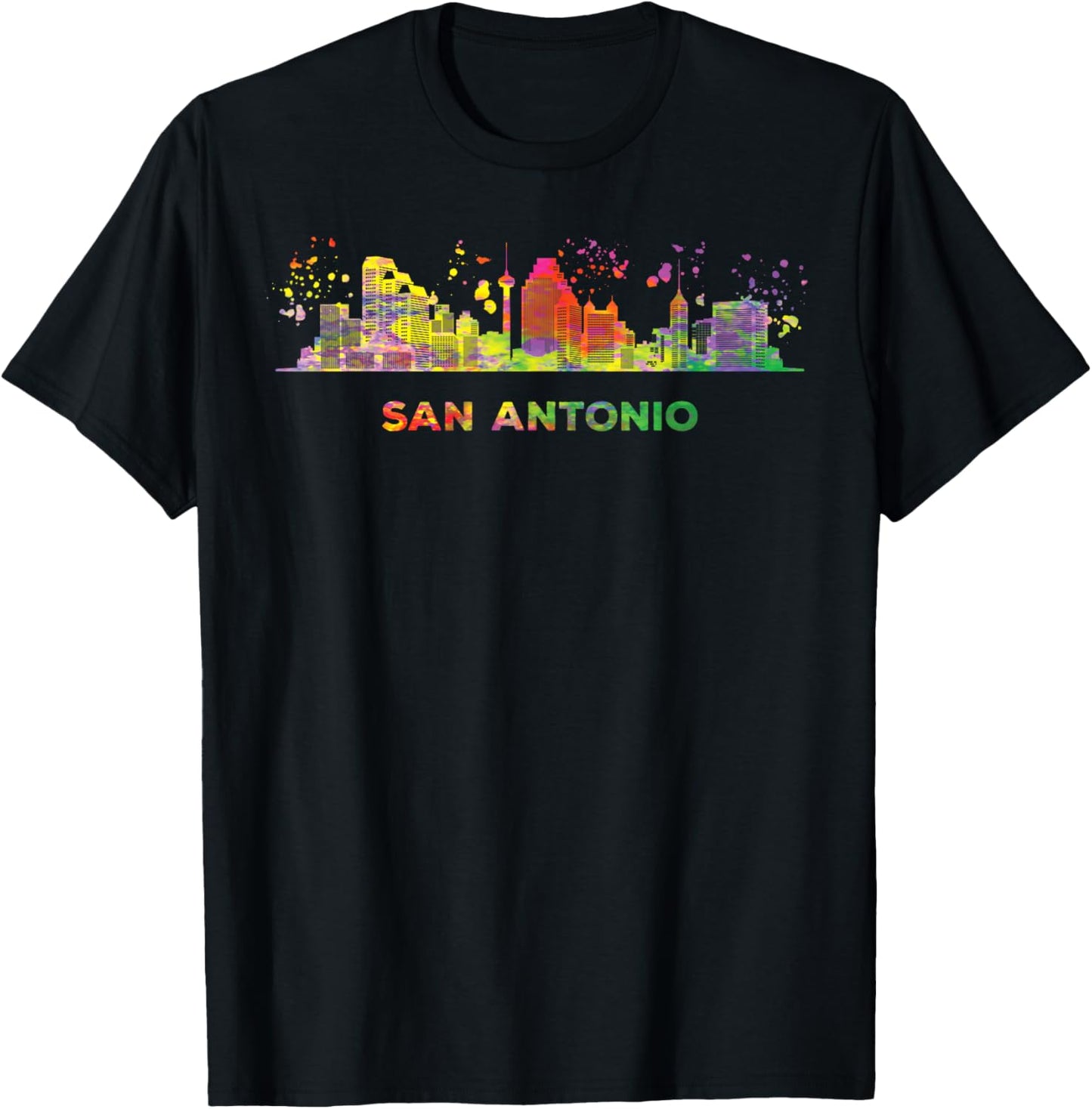San Antonian Skyline Colorful Cityscape San Antonio T-Shirt - T-Shirt | Black