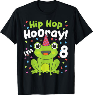 8th Birthday Boy Frog Lover 8 Year Old Funny B-Day Matching T-Shirt - T-Shirt | Black