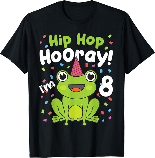 8th Birthday Boy Frog Lover 8 Year Old Funny B-Day Matching T-Shirt - T-Shirt | Black