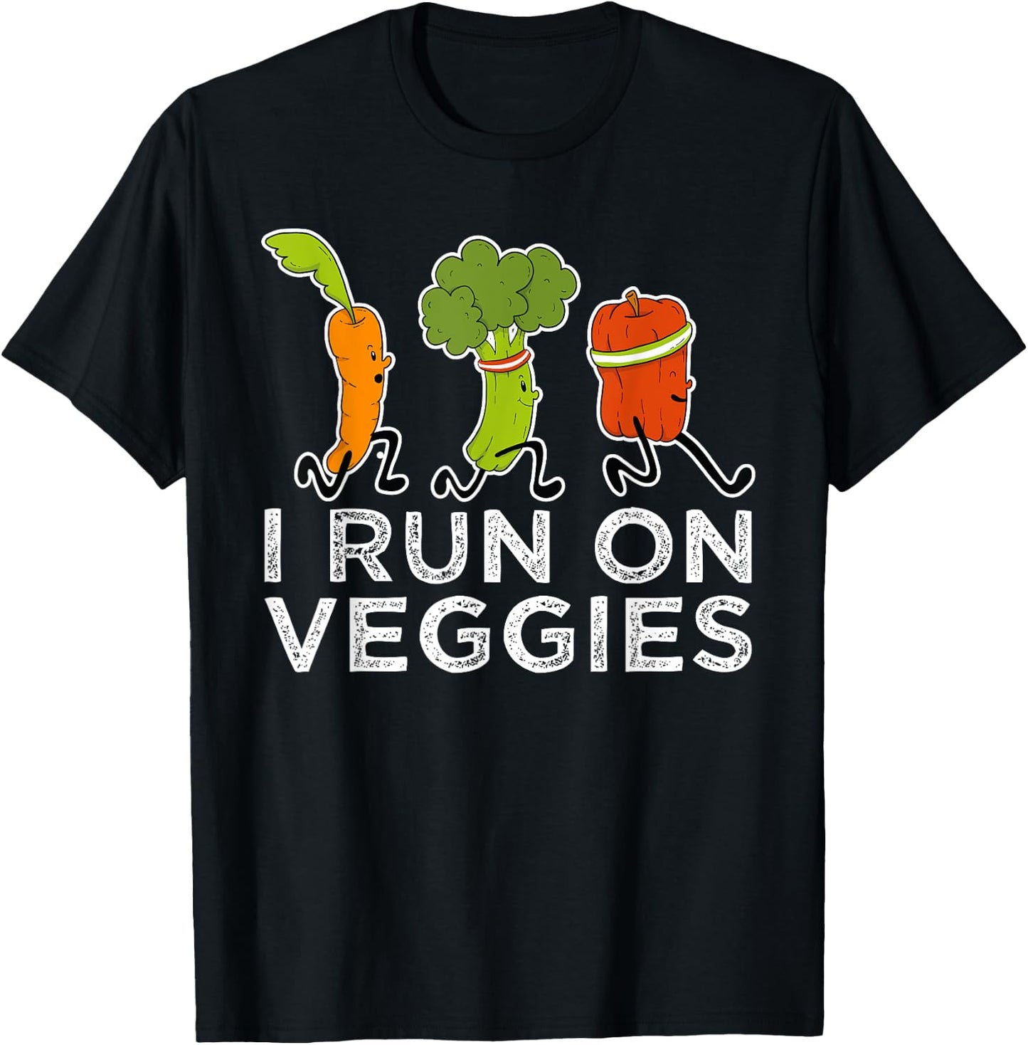 Vegan Athlete Marathon Runner I Run On Veggies Vegan Running T-Shirt - T-Shirt | Black