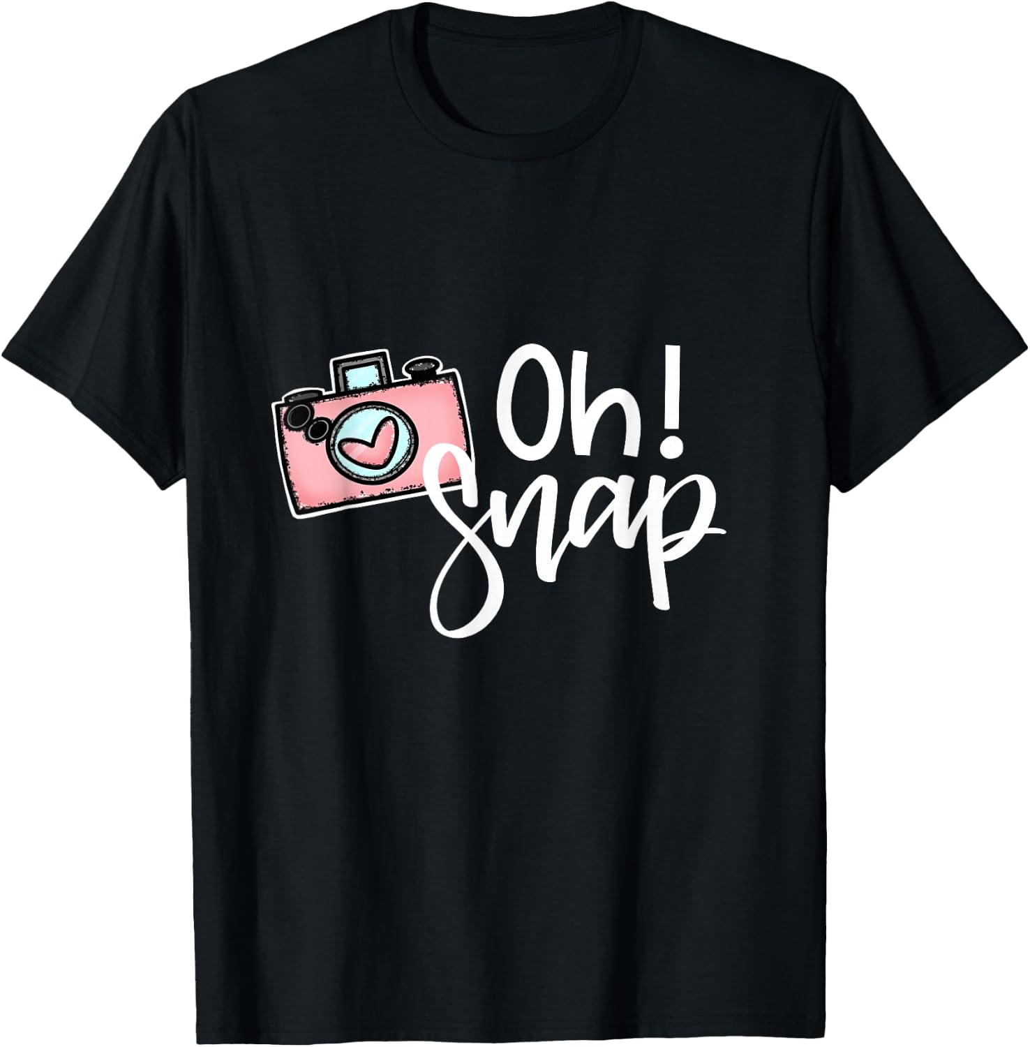 Oh! Snap with Camera Doodle Heart Gift Photographer T-Shirt - T-Shirt | Black