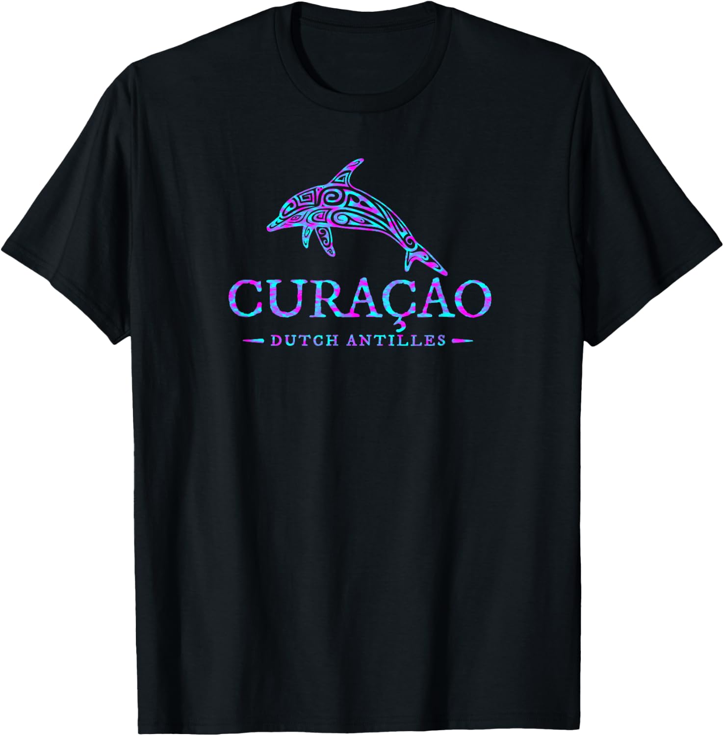 Curacao Dolphin Boys Girls Toddler Colourful Souvenir T-Shirt - T-Shirt | Black