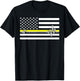 Thin Line In Yellow Us Flag Heartbeat Dispatcher Love Gift T-Shirt - T-Shirt | Black
