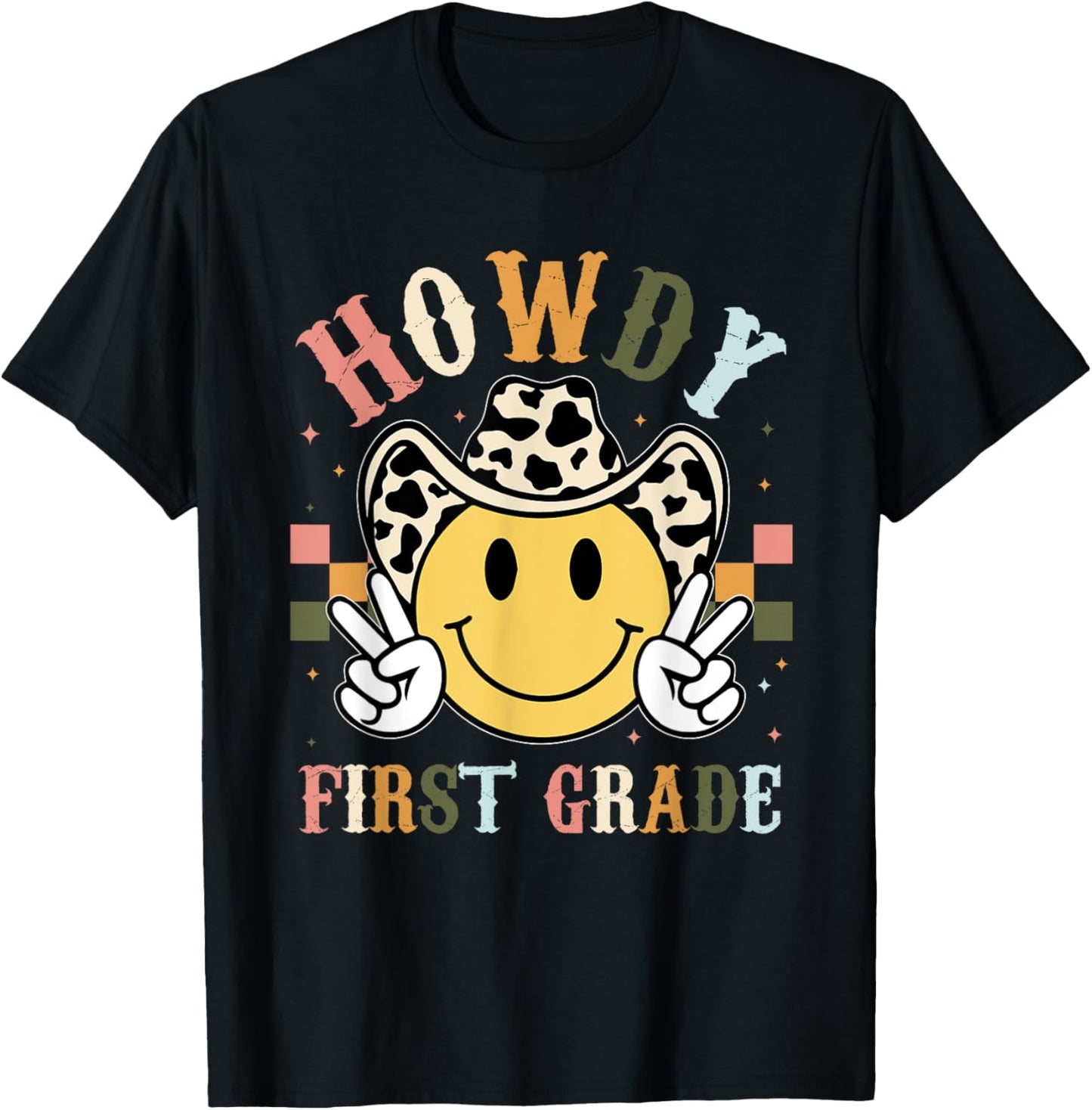 1st Grade Teacher Rodeo Country Western Howdy First Grade Men Women Kids T-Shirt - T-Shirt | Black