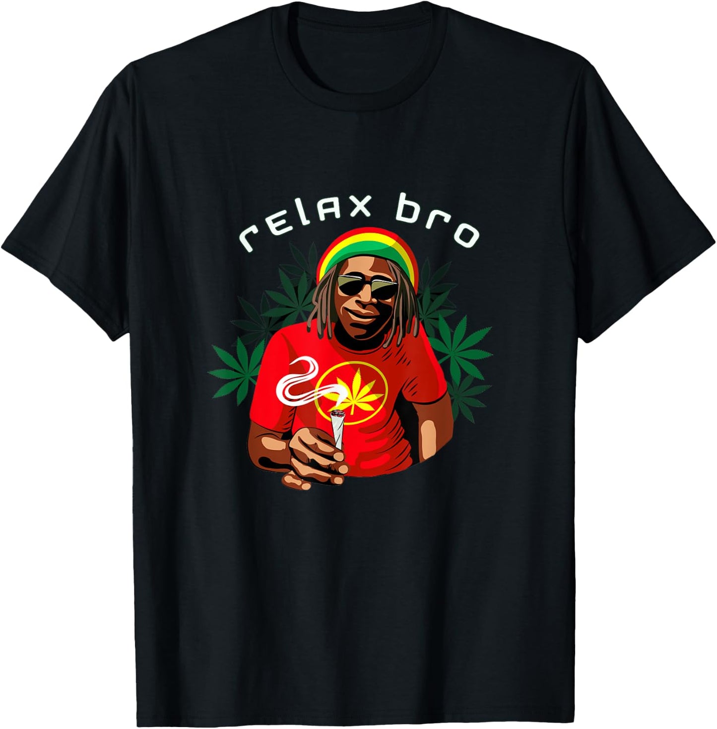Funny Weed African Jamaican Rasta smoking Marijuana Relax T-Shirt - T-Shirt | Black