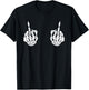 Skeleton Funny Middle Finger Fuck You Halloween T-Shirt - T-Shirt | Black