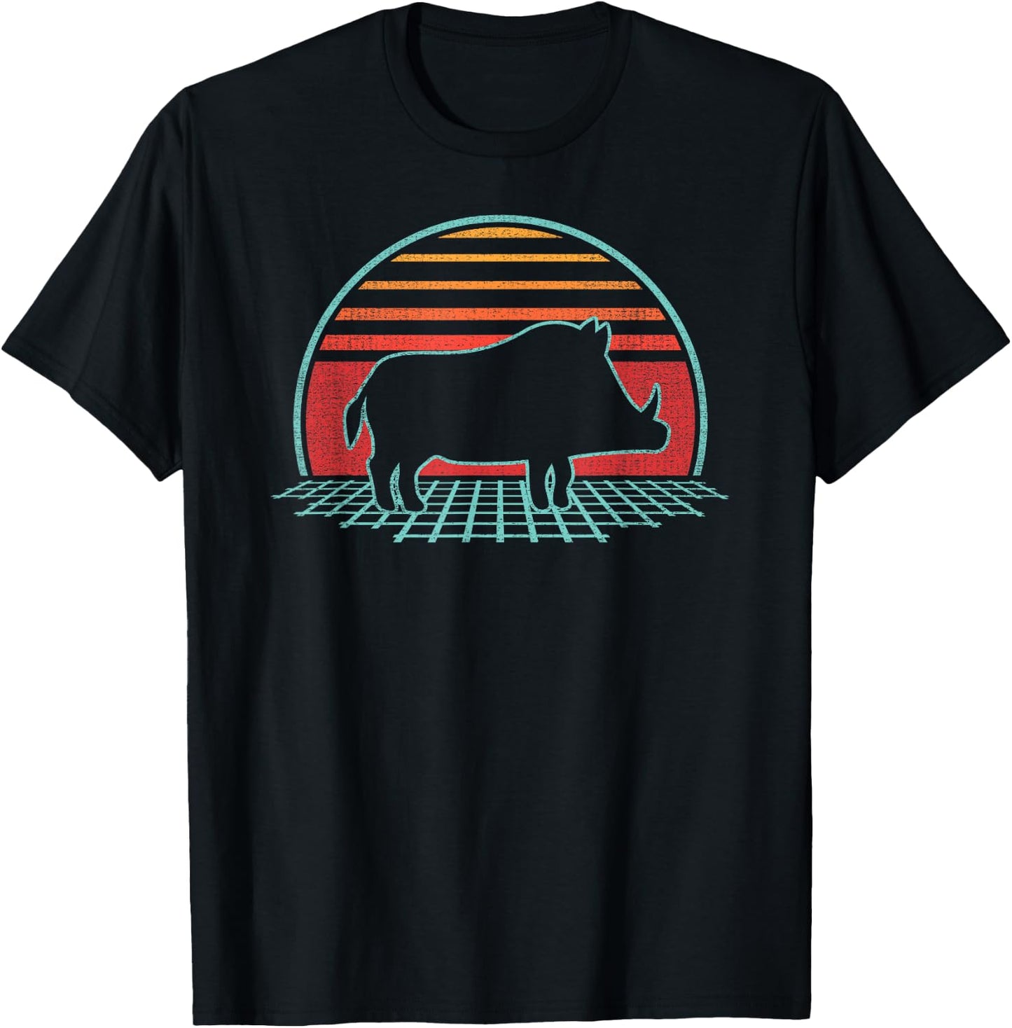 Hog Boar Hunting Retro Vintage 80s Style T-Shirt - T-Shirt | Black