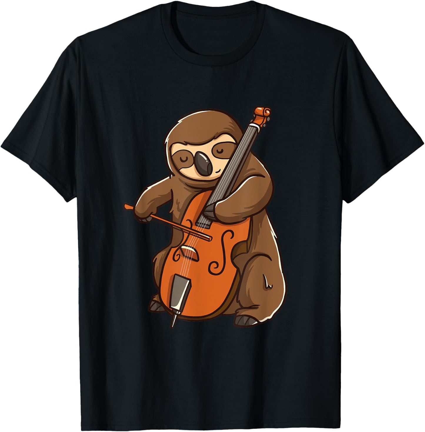 Cellist Sloth Cello Player Orchestra Music Animal Gift T-Shirt - T-Shirt | Black