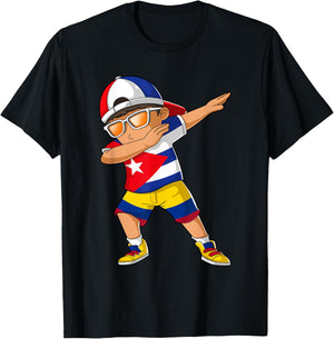 Half Cuban Half Colombian Boy Kid Cuba Colombia Flag T-Shirt - T-Shirt | Black