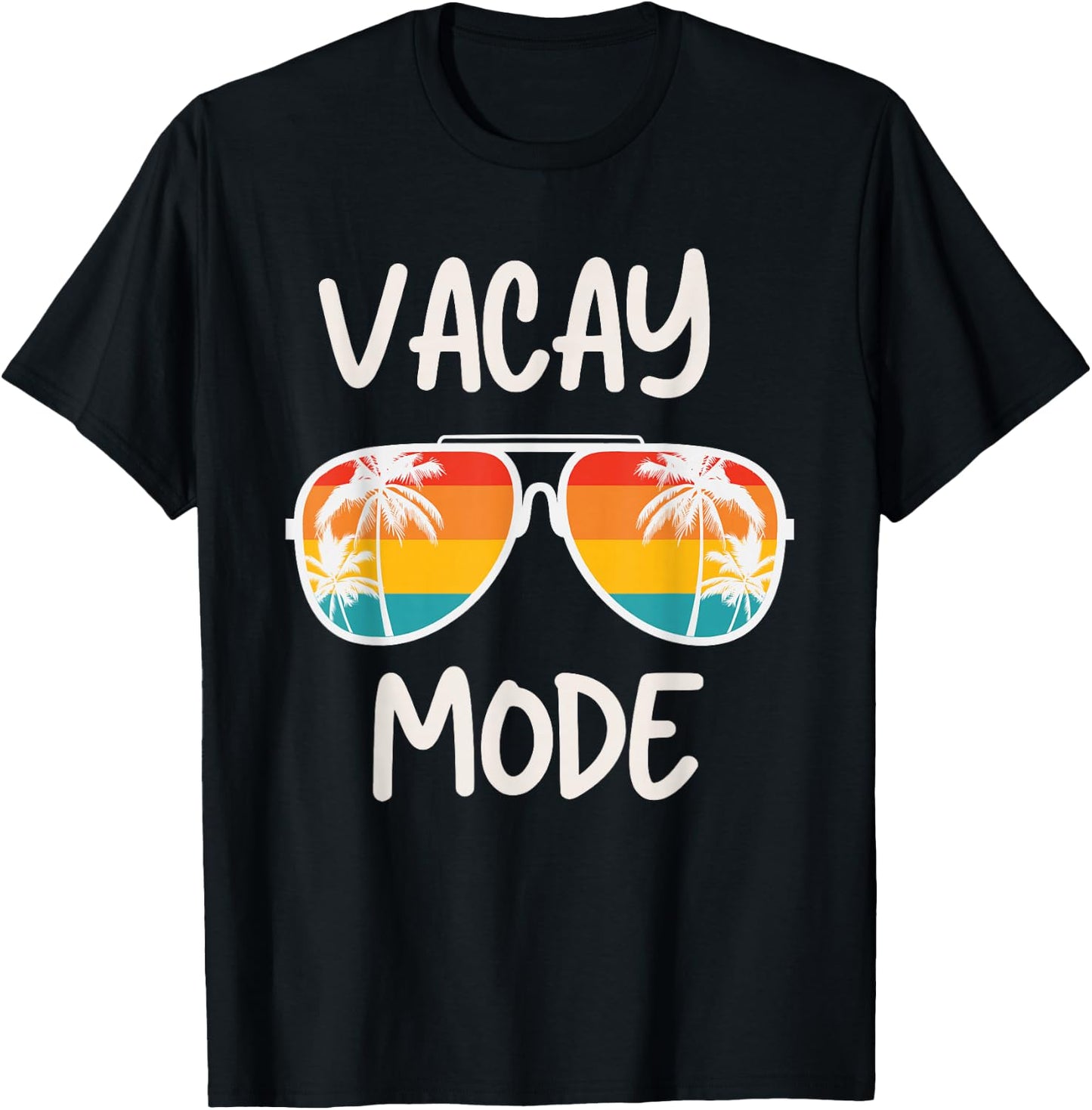 Vacation Summer Sunglasses and Palm Trees Vacay Mode Ocean T-Shirt - T-Shirt | Black