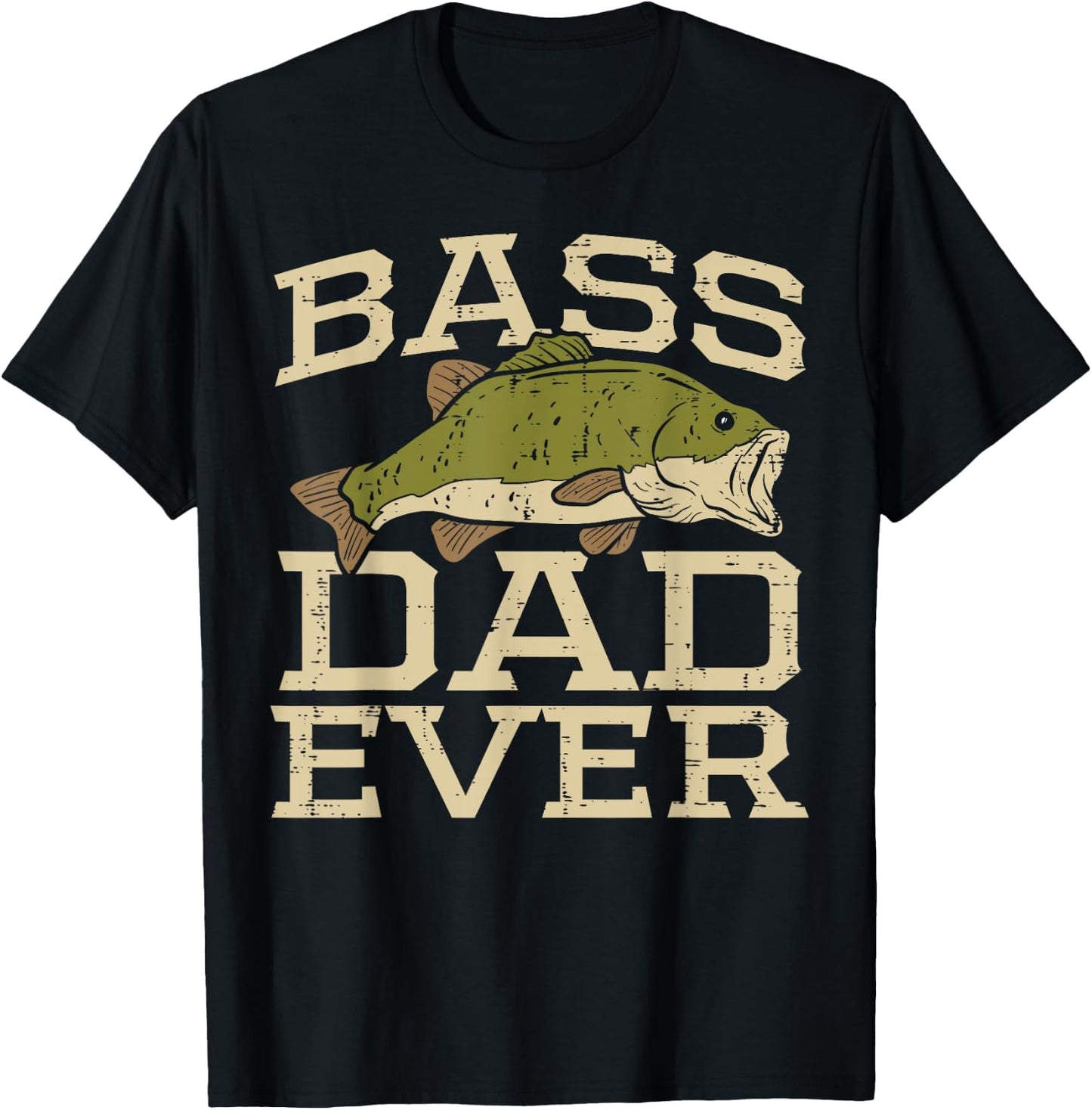 Bass Dad Ever Fishing Fish Fisherman Fathers Day Dad Gift T-Shirt - T-Shirt | Black