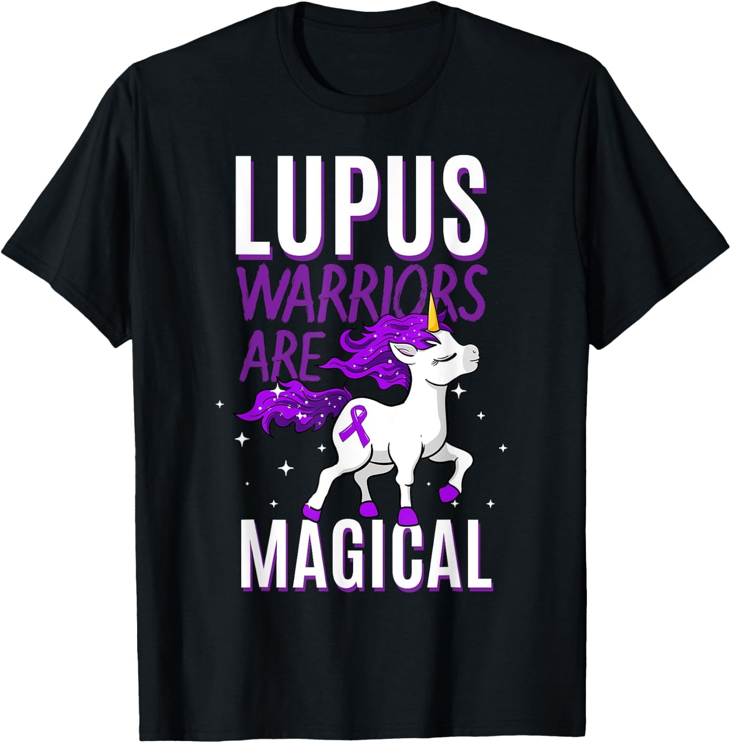Lupus Warrior Magical Unicorn Autoimmune Disease Malar Rash T-Shirt - T-Shirt | Black