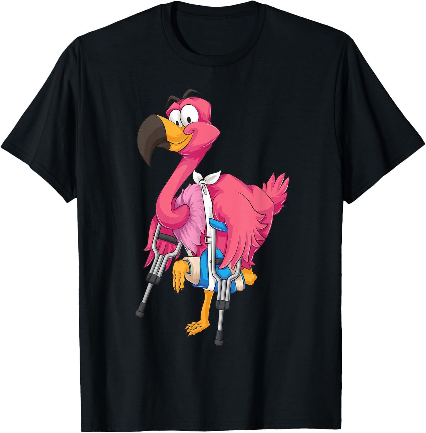 Cool Broken Leg Flamingo | Funny Fractured Shorebird Gift T-Shirt - T-Shirt | Black