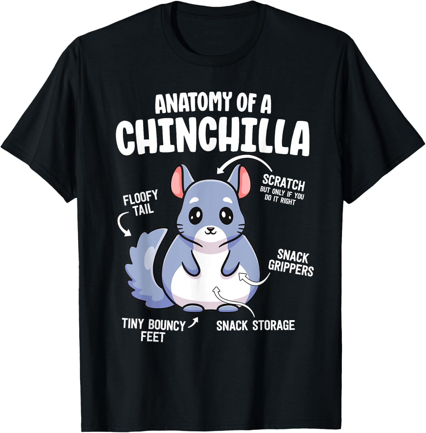 Anatomy Of A Chinchilla Shirts Lover Mom T-Shirt - T-Shirt | Black