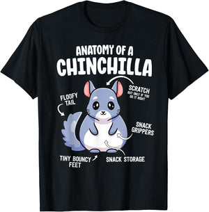 Anatomy Of A Chinchilla Shirts Lover Mom T-Shirt - T-Shirt | Black