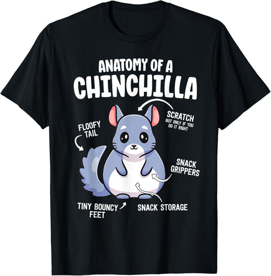 Anatomy Of A Chinchilla Shirts Lover Mom T-Shirt - T-Shirt | Black