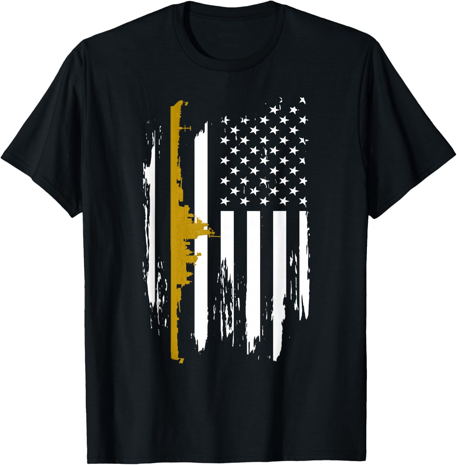 USS Wisconsin BB-64 Battleship Vintage American Flag Women Men T-Shirt - T-Shirt | Black