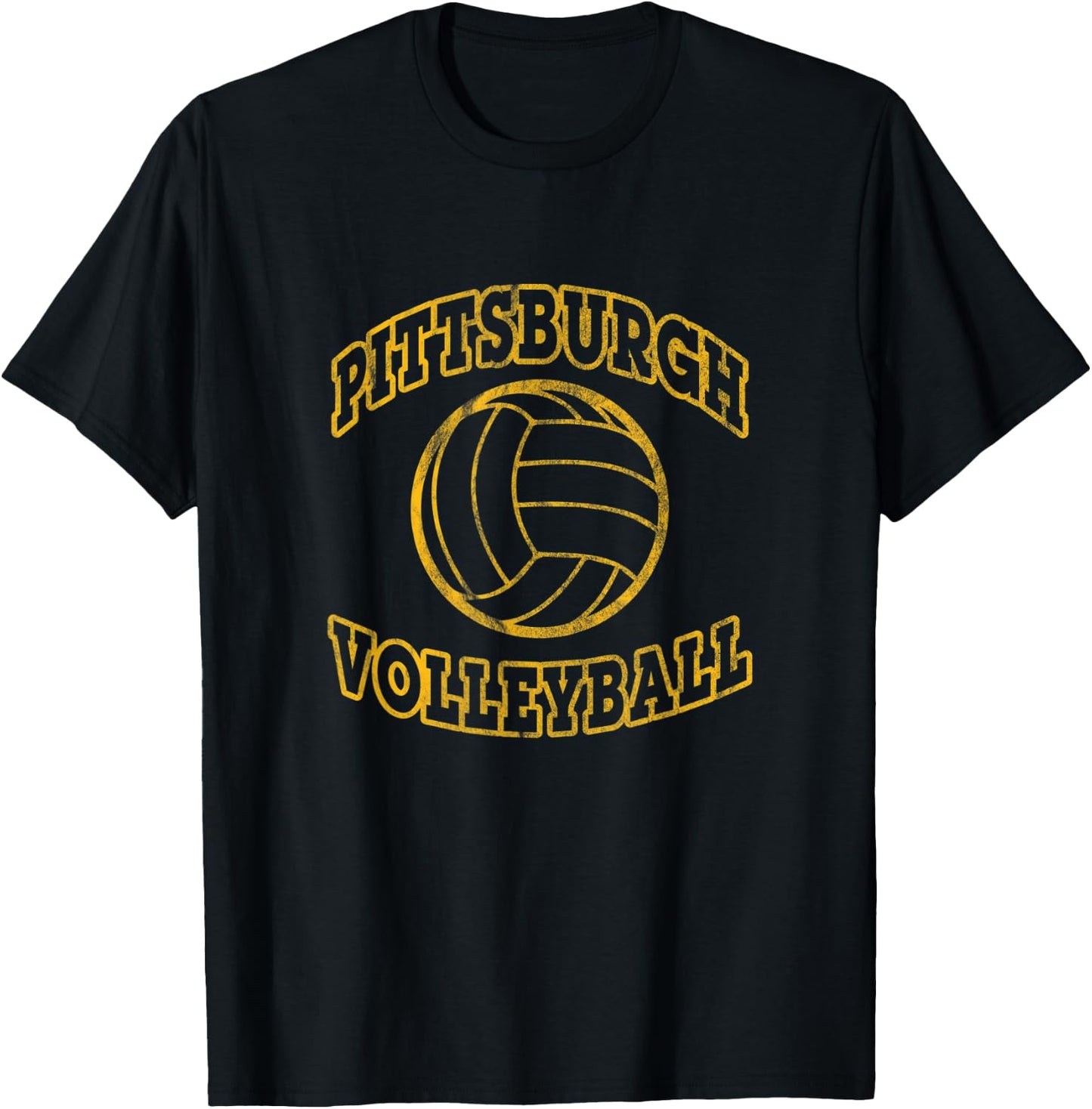Pittsburgh Volleyball Classic Style Vintage Distressed T-Shirt - T-Shirt | Black