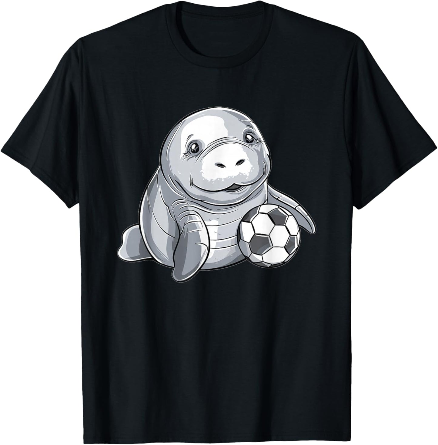 Cute Soccer Manatee T-Shirt - T-Shirt | Black