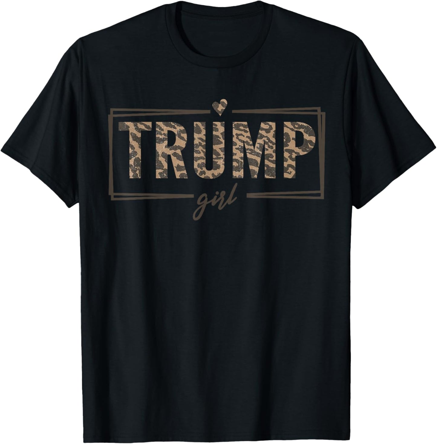 Cute Trump Girl Heart Leopard Print Cheetah Print Trump 2024 T-Shirt - T-Shirt | Black