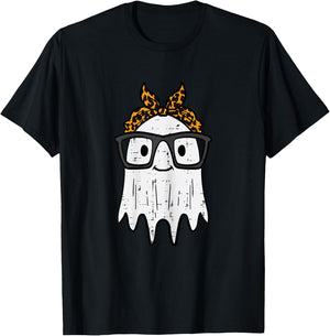 Halloween Ghost Glasses Cute Costume Girl Kids Toddler Women T-Shirt - T-Shirt | Black