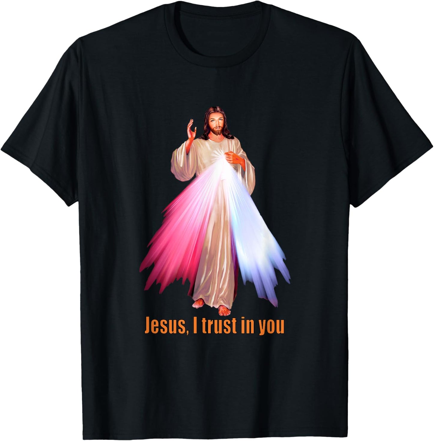 Jesus I trust in You Divine Mercy Image T-Shirt - T-Shirt | Black