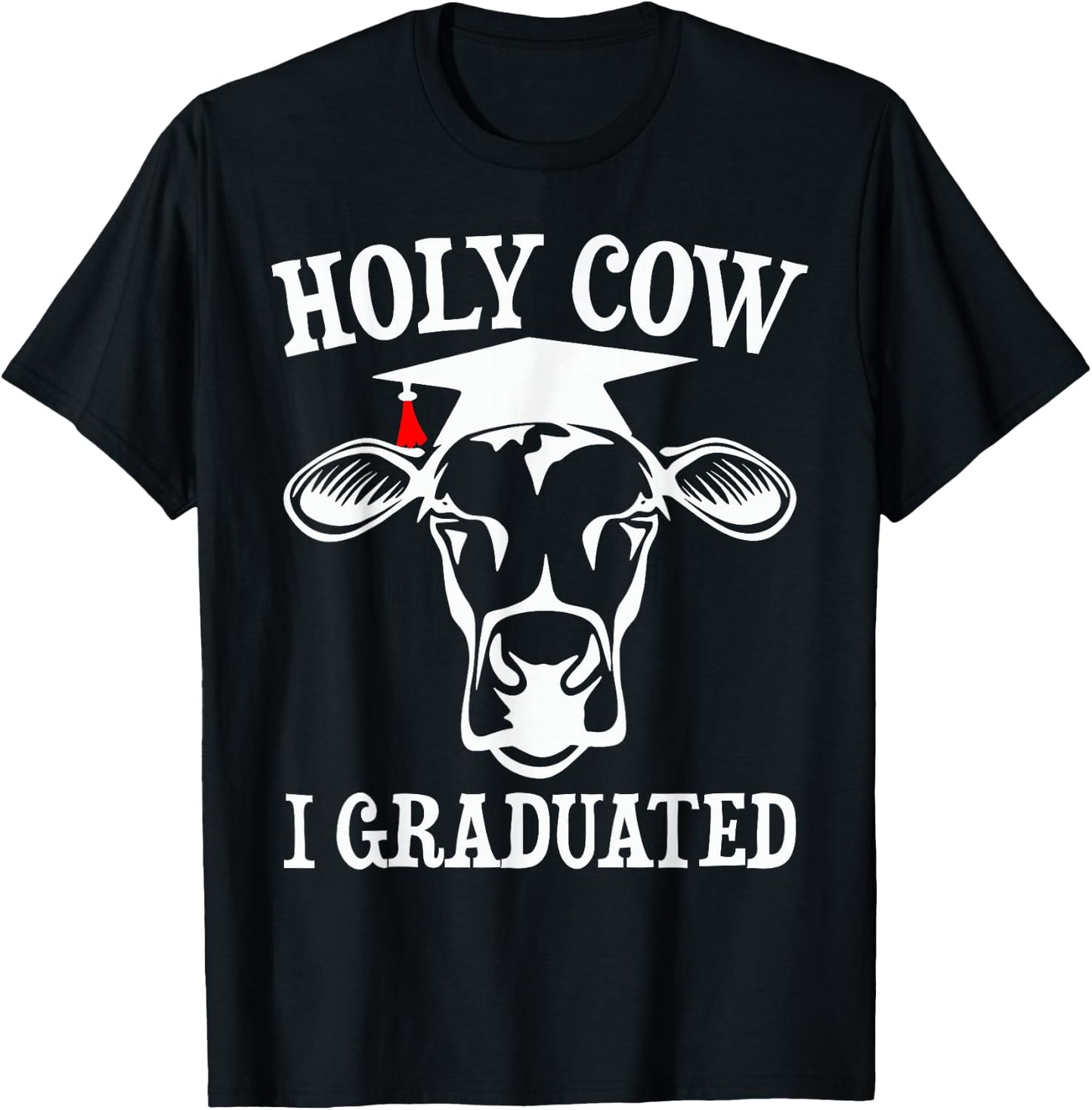 Holy Cow I Graduated Cow Graduation Pre K Pre Kinder Toddler T-Shirt - T-Shirt | Black