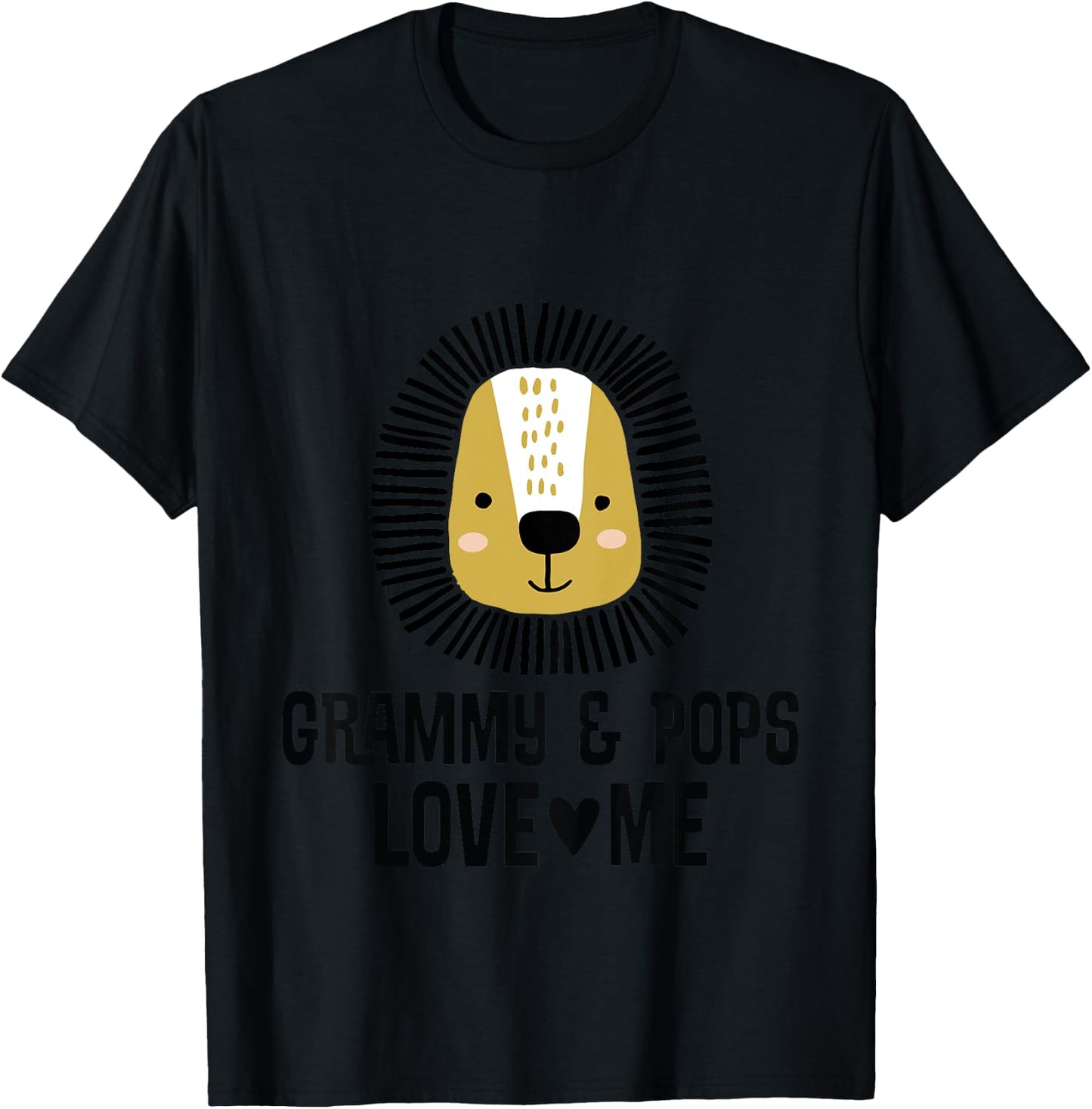 Kids My Grammy And Pops Love Me Grandson Lion T-Shirt - T-Shirt | Black