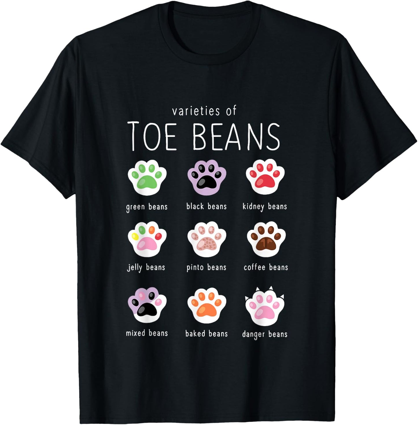 Funny Cat Lover Toe Beans T-Shirt - T-Shirt | Black