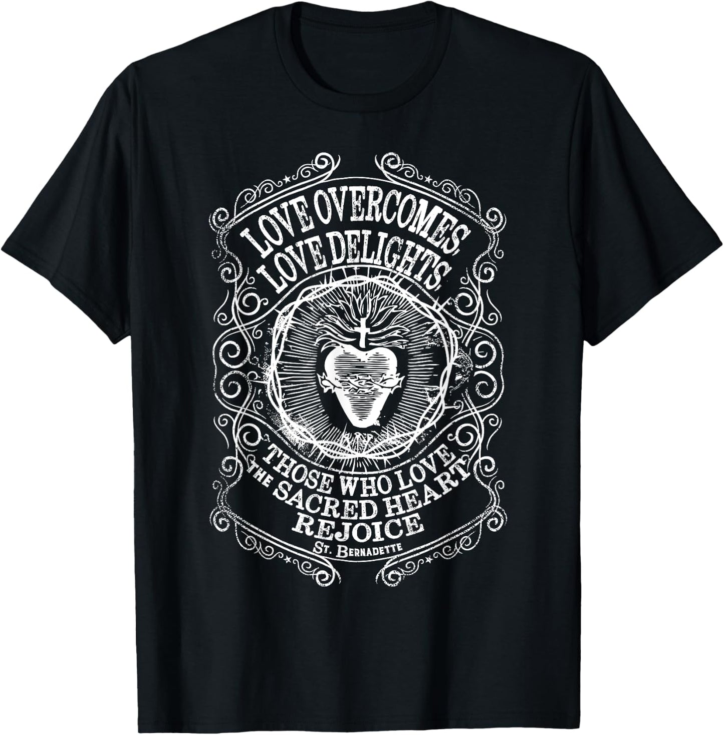 St Bernadette Soubirous of Lourdes Sacred Heart of Jesus T-Shirt - T-Shirt | Black