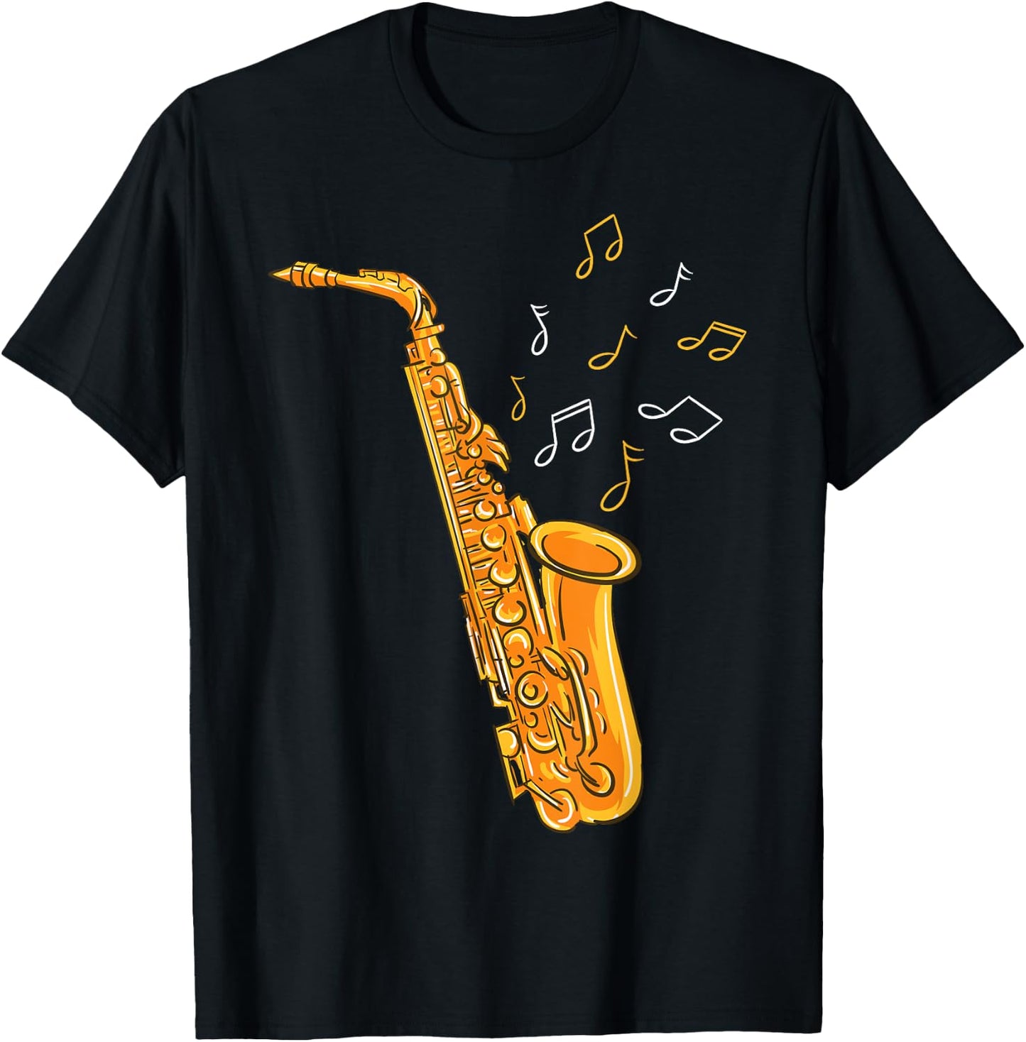Saxophone Player Musical Notes Saxophonist Jazz Musician Sax T-Shirt - T-Shirt | Black