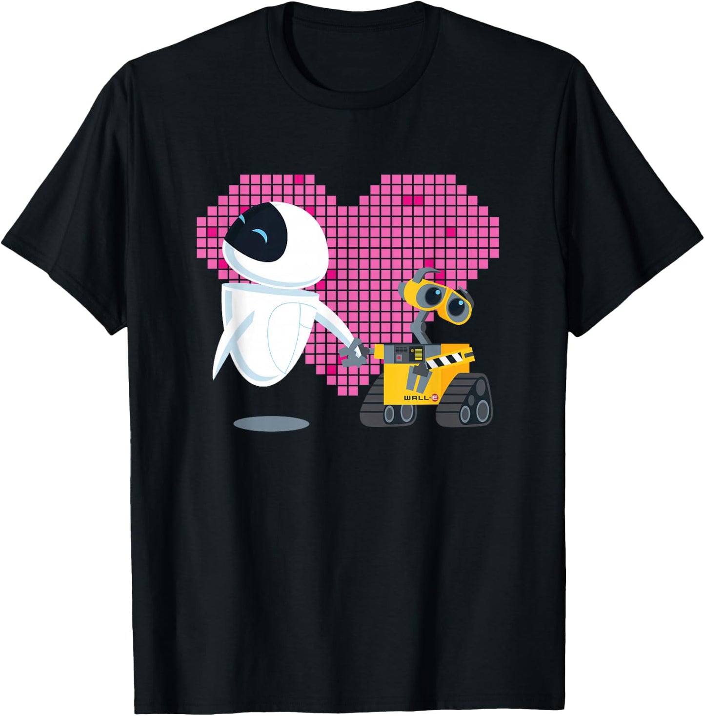 Disney Pixar Wall-E and Eve Geometric Heart T-Shirt - T-Shirt | Black