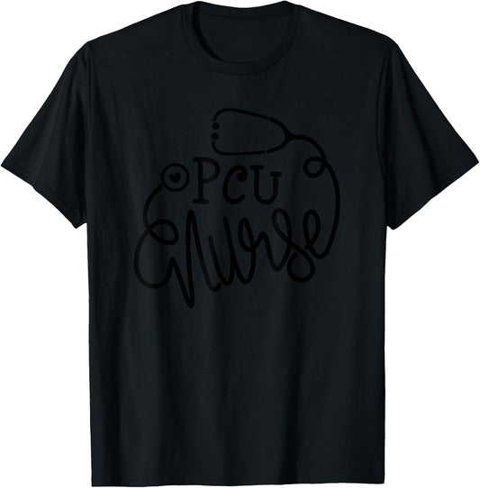 PCU Nurse - Cute RN Progressive Care Unit Nursing Department T-Shirt - T-Shirt | Black