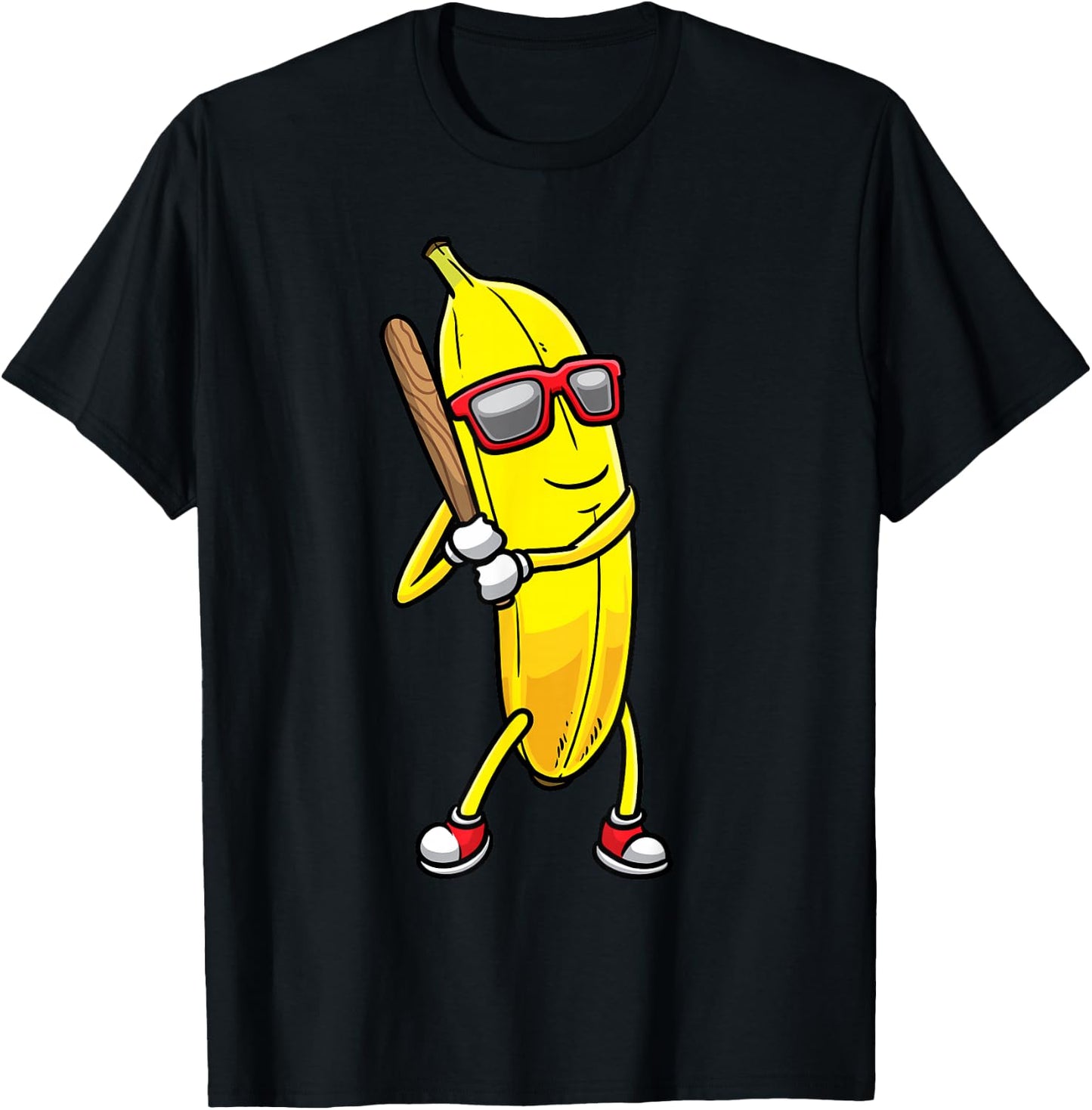 Banana Playing Baseball Fruit Lover Baseball Player T-Shirt - T-Shirt | Black
