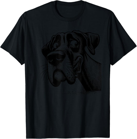 Goofy Giant Adorable Large Gentle Dog Lover Great Dane Women Girls Kids T-Shirt - T-Shirt | Black