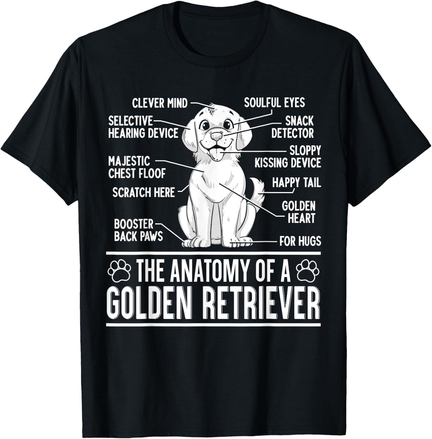 The Anatomy Of A Golden Retriever Funny Dog Lover Puppy Men Women Kids T-Shirt - T-Shirt | Black