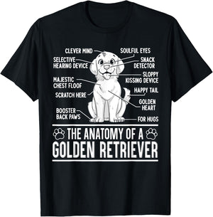 The Anatomy Of A Golden Retriever Funny Dog Lover Puppy Men Women Kids T-Shirt - T-Shirt | Black